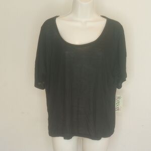 Ransom Black Relaxed Short Sleeve T-Shirt Sz M Neon green back lace
